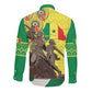 Senegal Monument de la Renaissance Long Sleeve Button Shirt Africaine Ankara Pattern