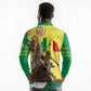 Senegal Monument de la Renaissance Long Sleeve Polo Shirt Africaine Ankara Pattern