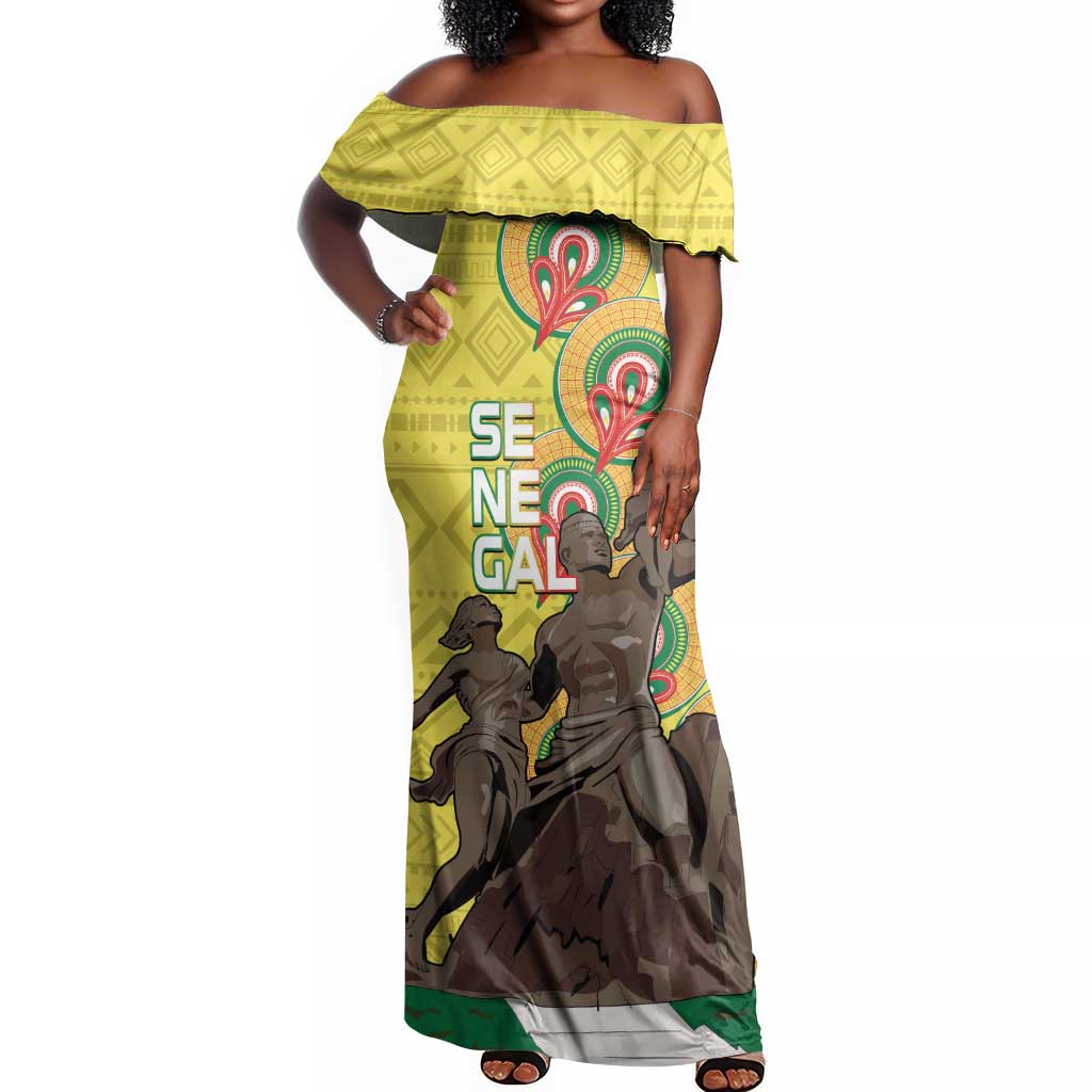 Senegal Monument de la Renaissance Off Shoulder Maxi Dress Africaine Ankara Pattern