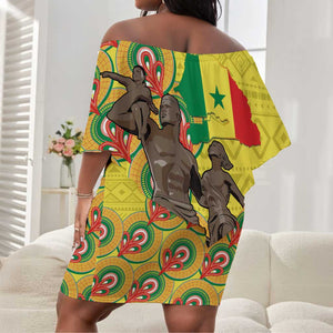 Senegal Monument de la Renaissance Off Shoulder Short Dress Africaine Ankara Pattern