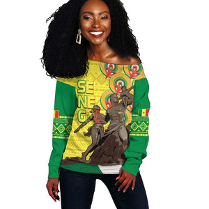 Senegal Monument de la Renaissance Off Shoulder Sweater Africaine Ankara Pattern