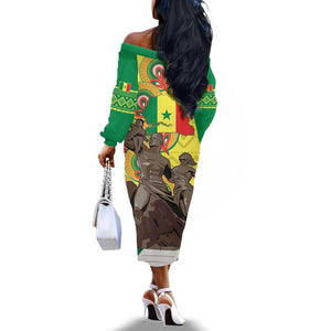 Senegal Monument de la Renaissance Off The Shoulder Long Sleeve Dress Africaine Ankara Pattern
