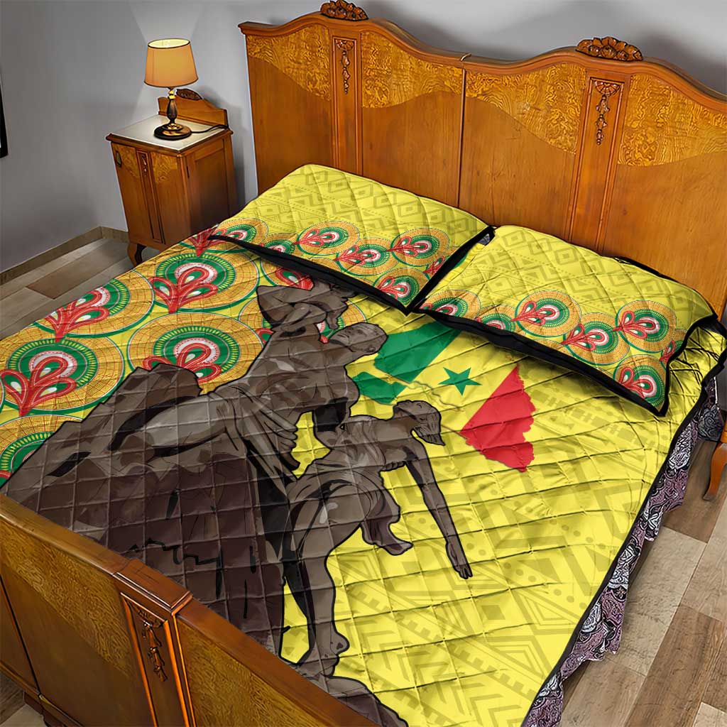 Senegal Monument de la Renaissance Quilt Bed Set Africaine Ankara Pattern