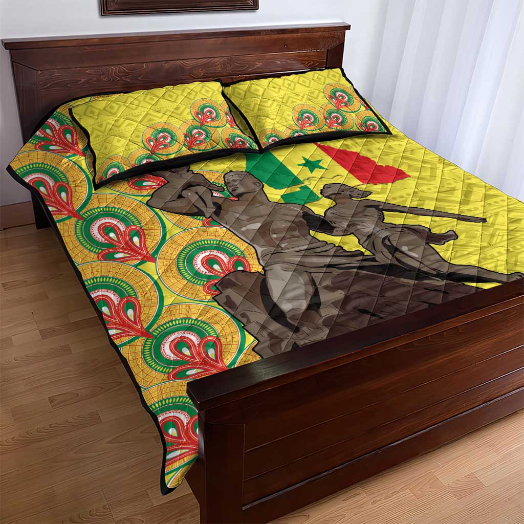 Senegal Monument de la Renaissance Quilt Bed Set Africaine Ankara Pattern