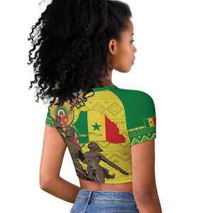 Senegal Monument de la Renaissance Raglan Cropped T shirt Africaine Ankara Pattern