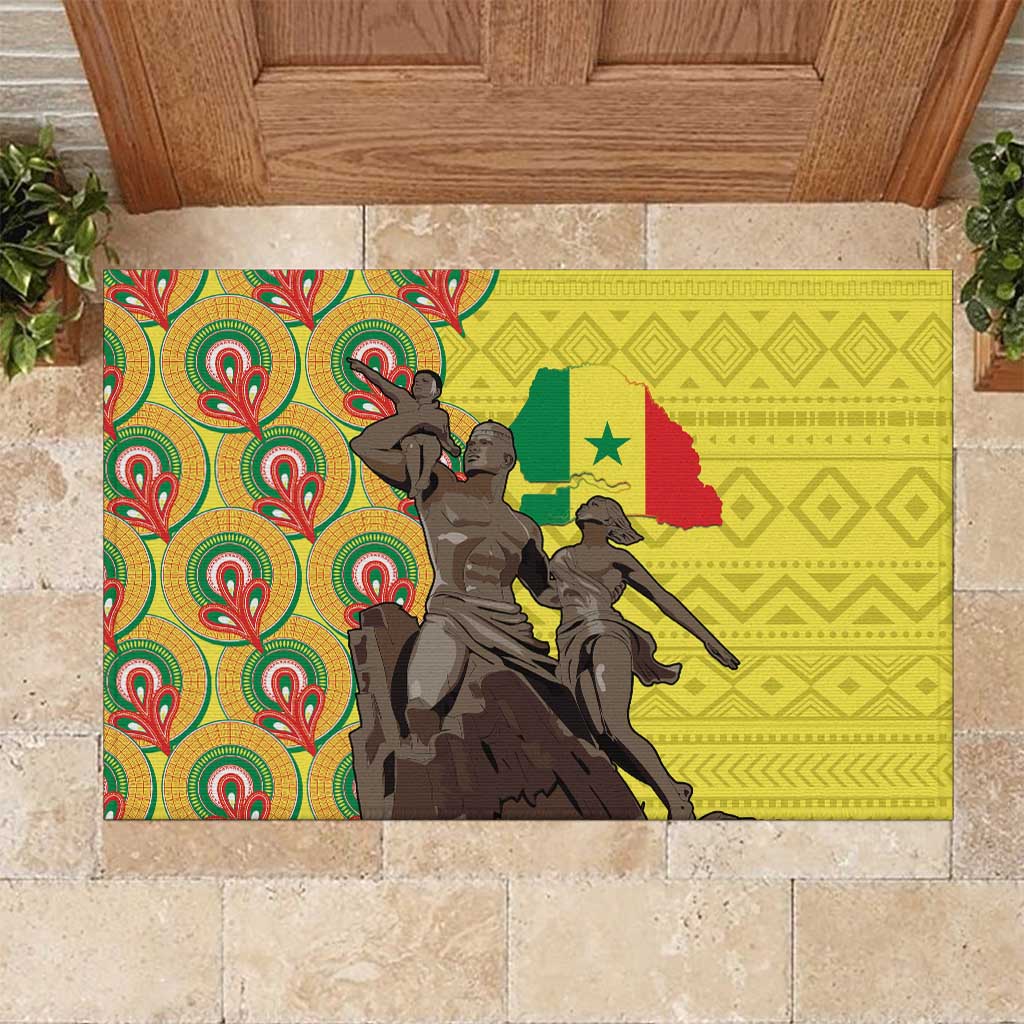 Senegal Monument de la Renaissance Rubber Doormat Africaine Ankara Pattern