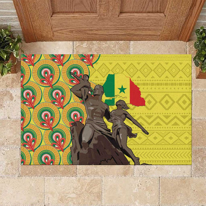 Senegal Monument de la Renaissance Rubber Doormat Africaine Ankara Pattern