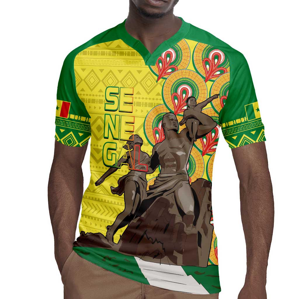 Senegal Monument de la Renaissance Rugby Jersey Africaine Ankara Pattern