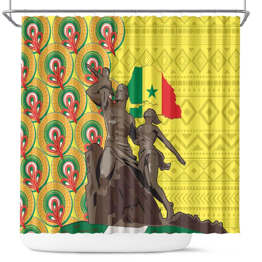 Senegal Monument de la Renaissance Shower Curtain Africaine Ankara Pattern
