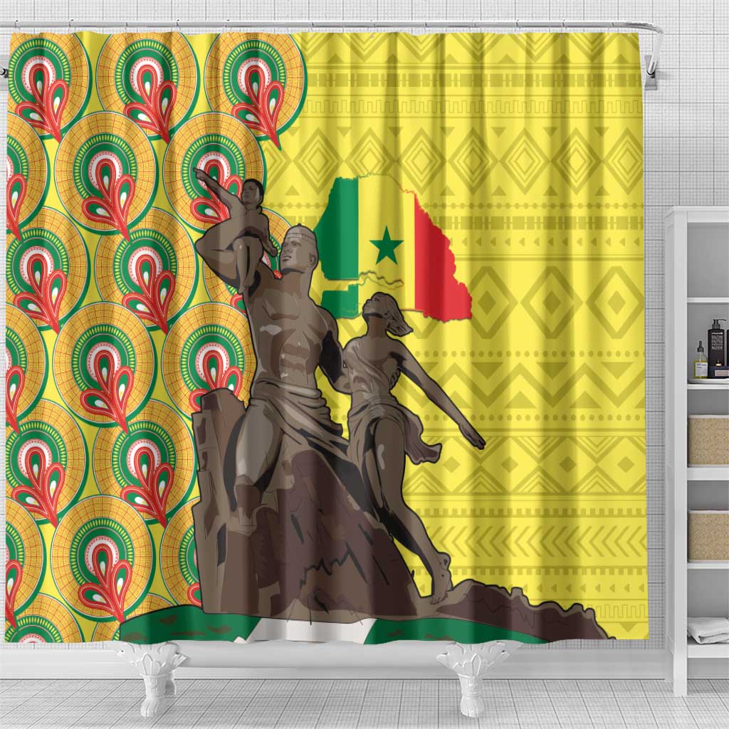 Senegal Monument de la Renaissance Shower Curtain Africaine Ankara Pattern