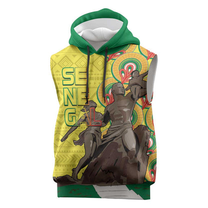 Senegal Monument de la Renaissance Sleeveless Hoodie Africaine Ankara Pattern - African Pride