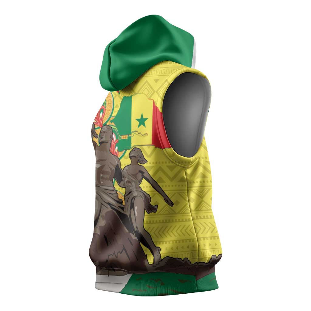 Senegal Monument de la Renaissance Sleeveless Hoodie Africaine Ankara Pattern - African Pride