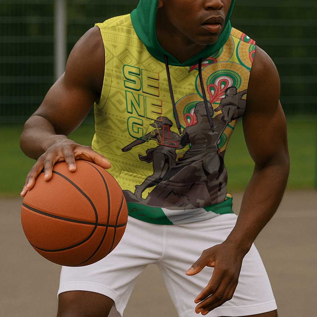 Senegal Monument de la Renaissance Sleeveless Hoodie Africaine Ankara Pattern - African Pride