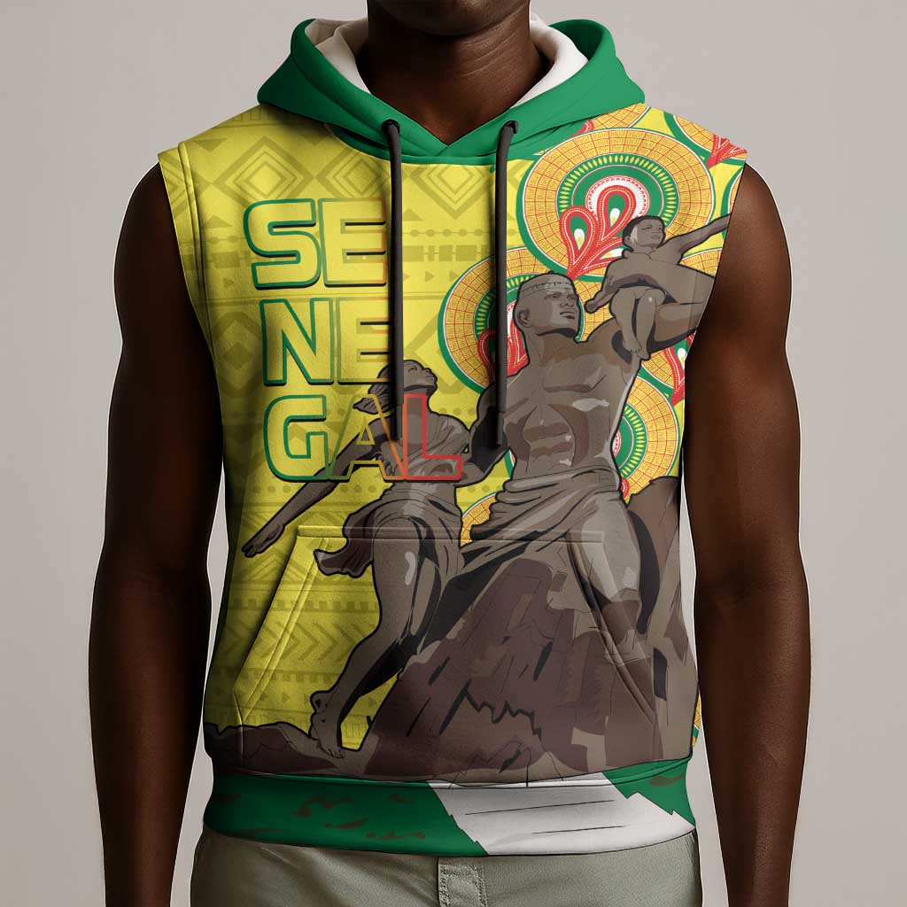 Senegal Monument de la Renaissance Sleeveless Hoodie Africaine Ankara Pattern - African Pride