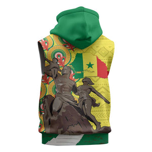 Senegal Monument de la Renaissance Sleeveless Zip Hoodie Africaine Ankara Pattern - African Pride