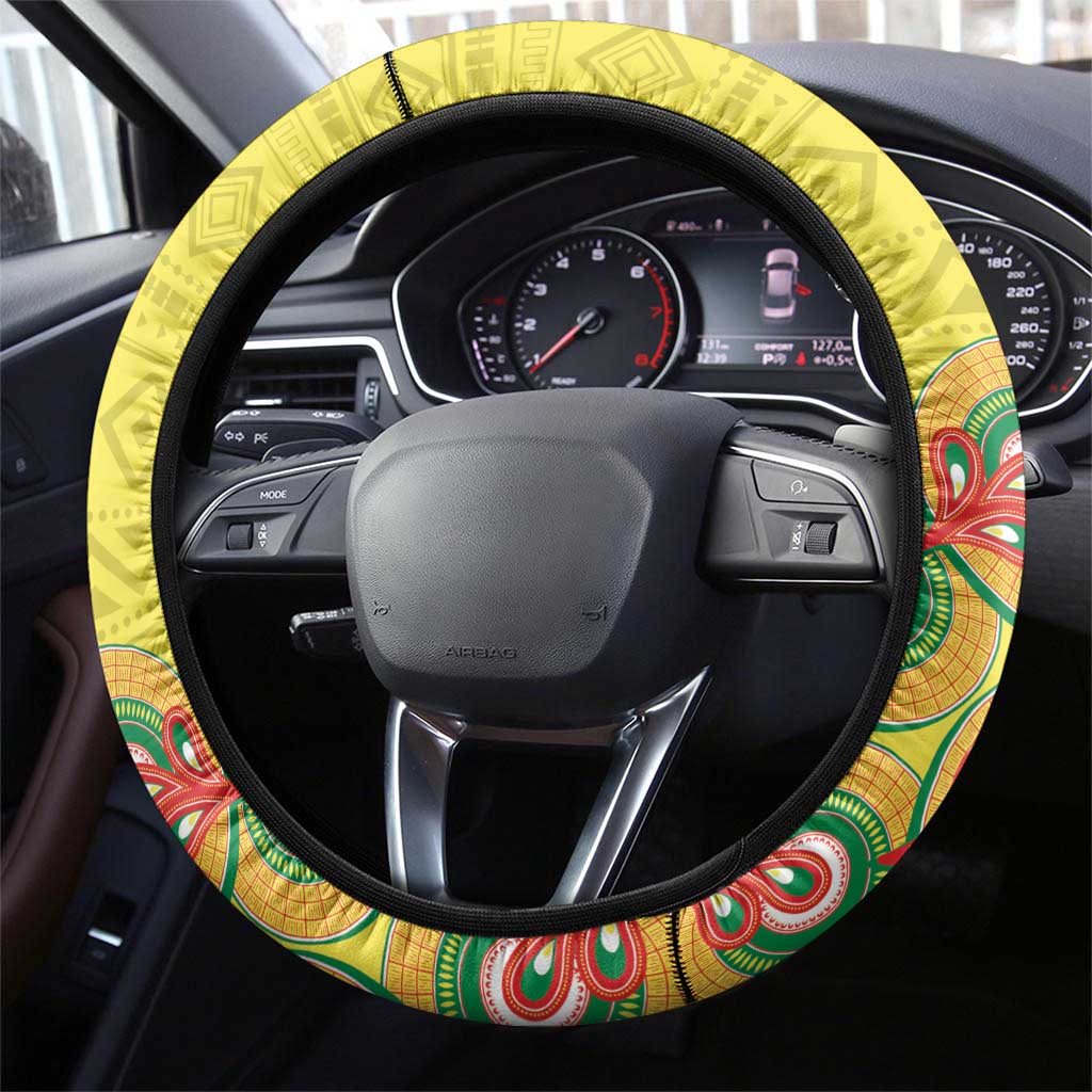 Senegal Monument de la Renaissance Steering Wheel Cover Africaine Ankara Pattern
