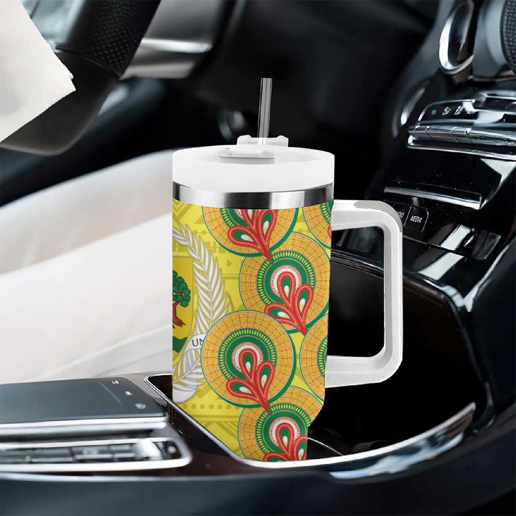 Senegal Monument de la Renaissance Tumbler With Handle Africaine Ankara Pattern