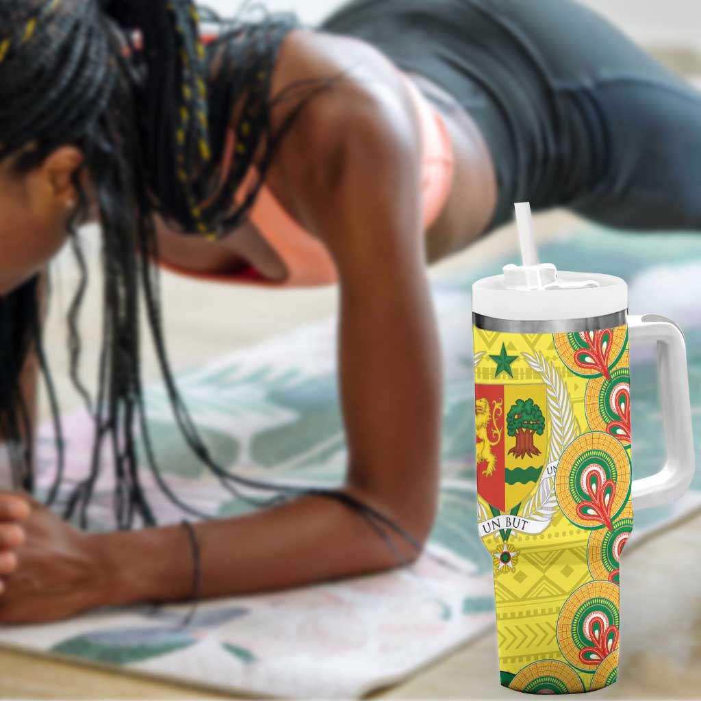 Senegal Monument de la Renaissance Tumbler With Handle Africaine Ankara Pattern