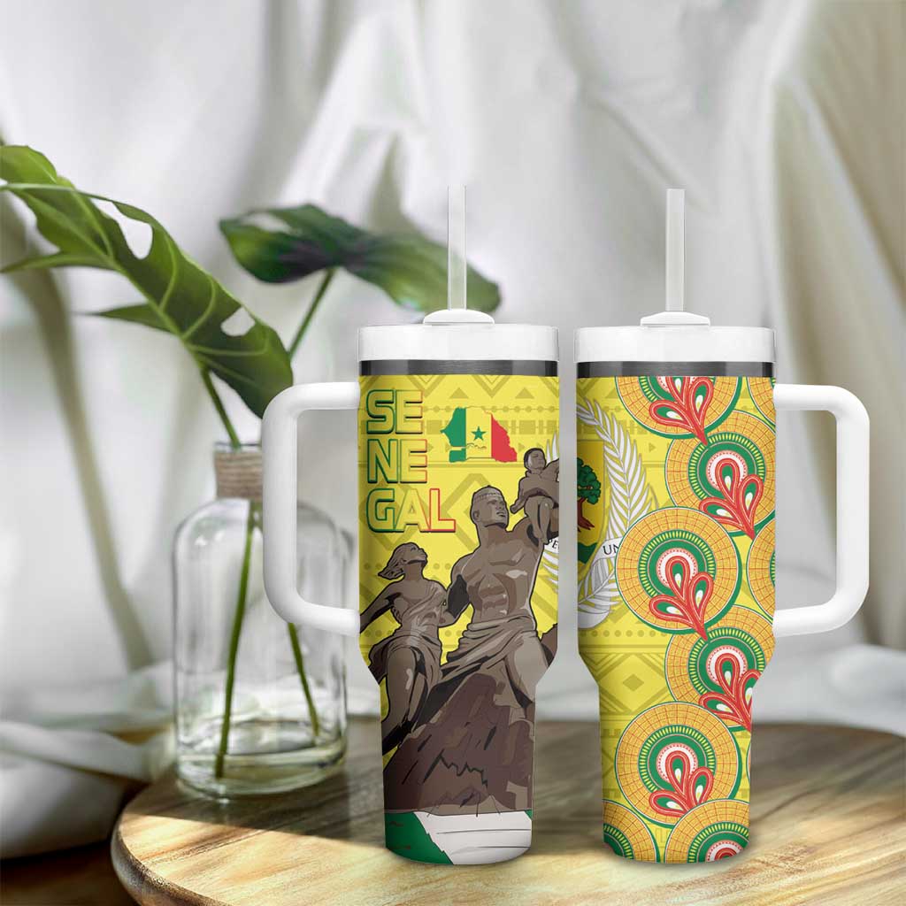 Senegal Monument de la Renaissance Tumbler With Handle Africaine Ankara Pattern