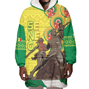 Senegal Monument de la Renaissance Wearable Blanket Hoodie Africaine Ankara Pattern