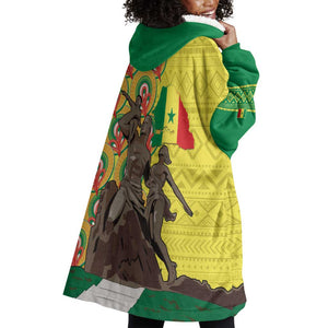 Senegal Monument de la Renaissance Wearable Blanket Hoodie Africaine Ankara Pattern