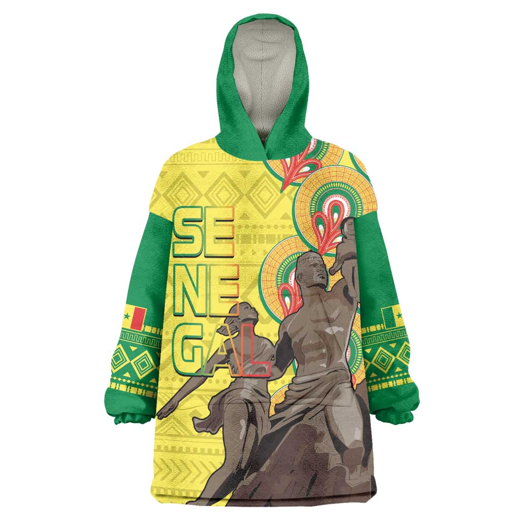 Senegal Monument de la Renaissance Wearable Blanket Hoodie Africaine Ankara Pattern