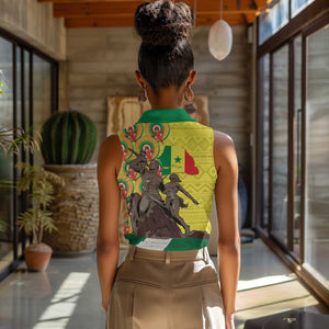 Senegal Monument de la Renaissance Women Sleeveless Polo Shirt Africaine Ankara Pattern