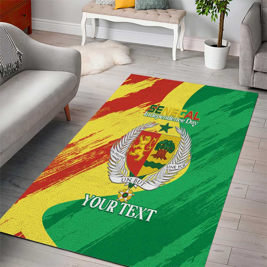 Afro Senegal Independence Day Area Rug Coat Of Arms Grunge Style