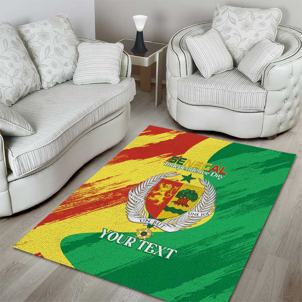 Afro Senegal Independence Day Area Rug Coat Of Arms Grunge Style