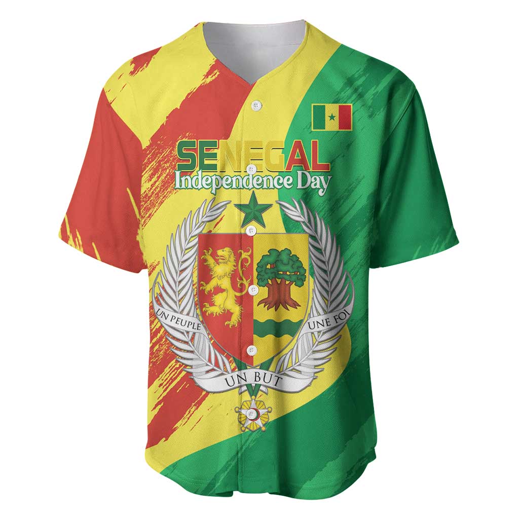 Afro Senegal Independence Day Baseball Jersey Coat Of Arms Grunge Style