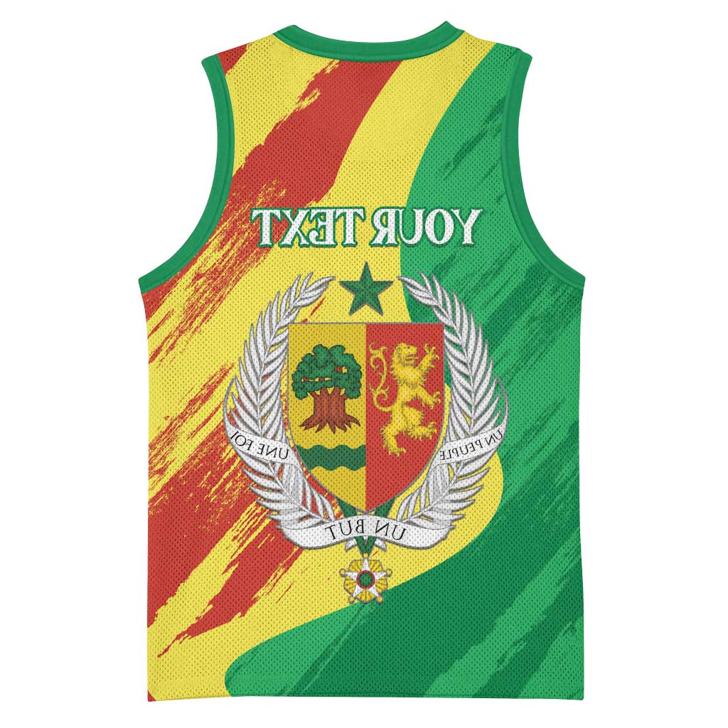 Afro Senegal Independence Day Basketball Jersey Coat Of Arms Grunge Style - African Pride