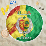 Afro Senegal Independence Day Beach Blanket Coat Of Arms Grunge Style