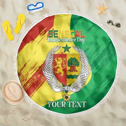 Afro Senegal Independence Day Beach Blanket Coat Of Arms Grunge Style