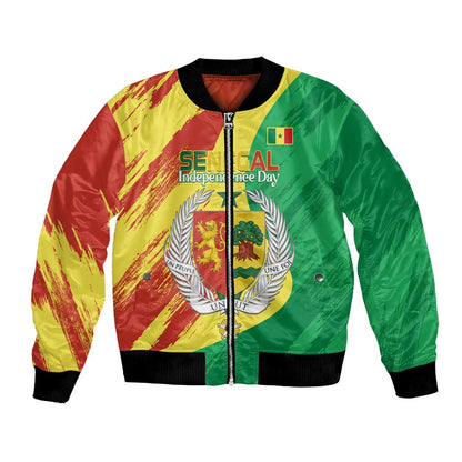 Afro Senegal Independence Day Bomber Jacket Coat Of Arms Grunge Style