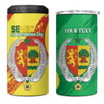 Afro Senegal Independence Day 4 in 1 Can Cooler Tumbler Coat Of Arms Grunge Style