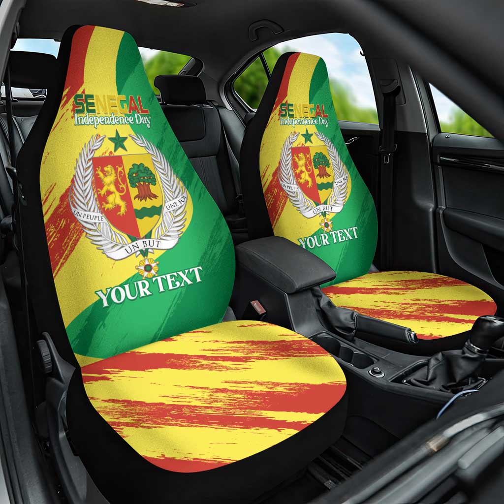 Afro Senegal Independence Day Car Seat Cover Coat Of Arms Grunge Style