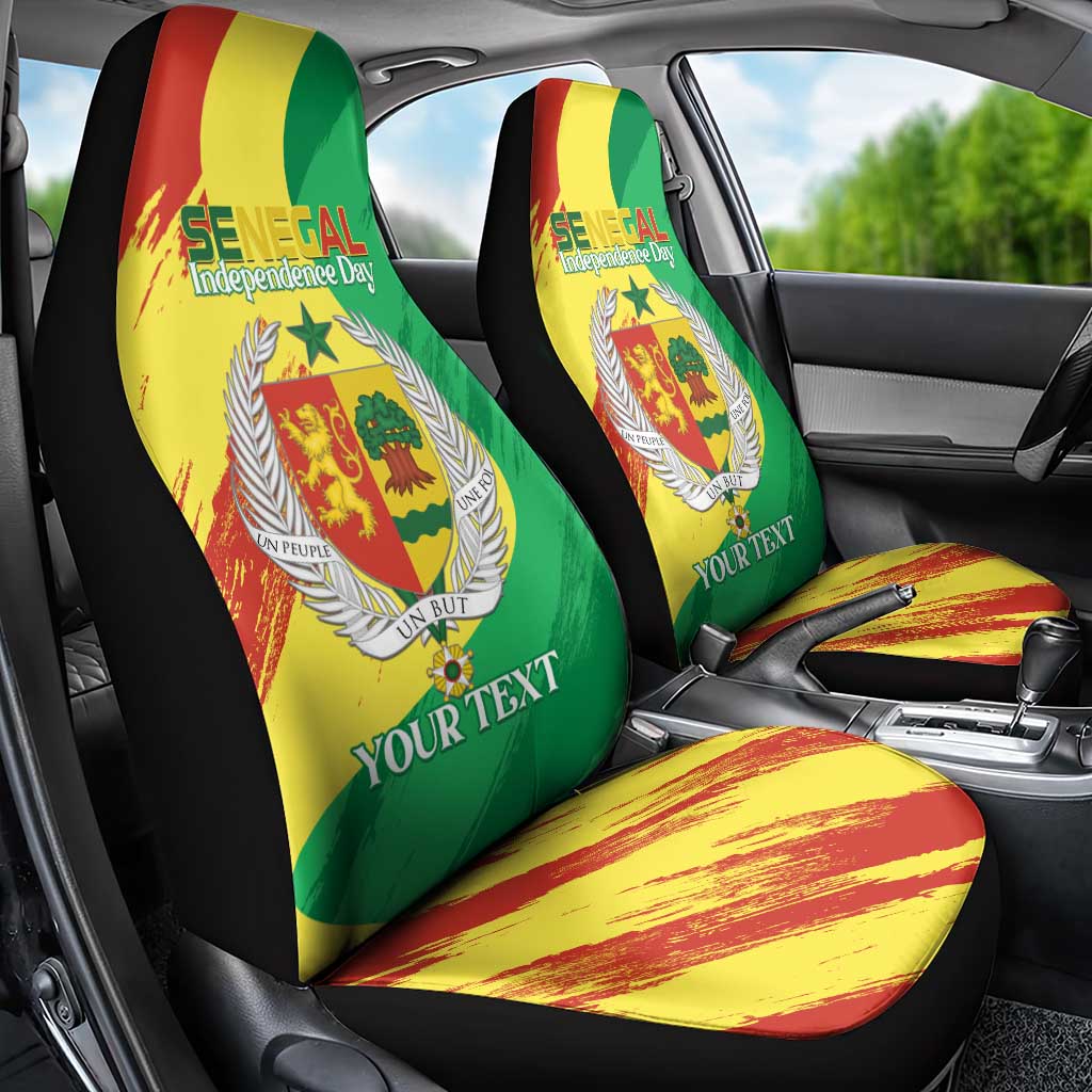 Afro Senegal Independence Day Car Seat Cover Coat Of Arms Grunge Style