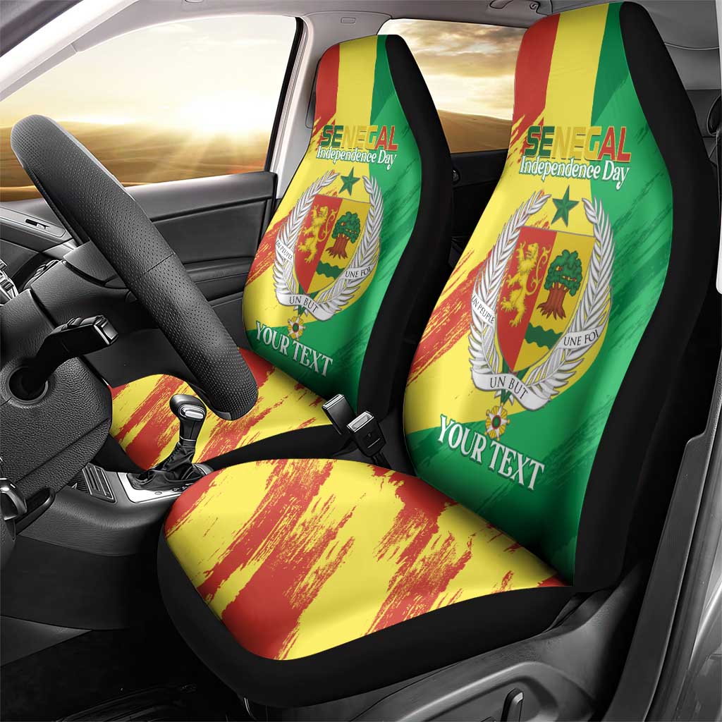 Afro Senegal Independence Day Car Seat Cover Coat Of Arms Grunge Style