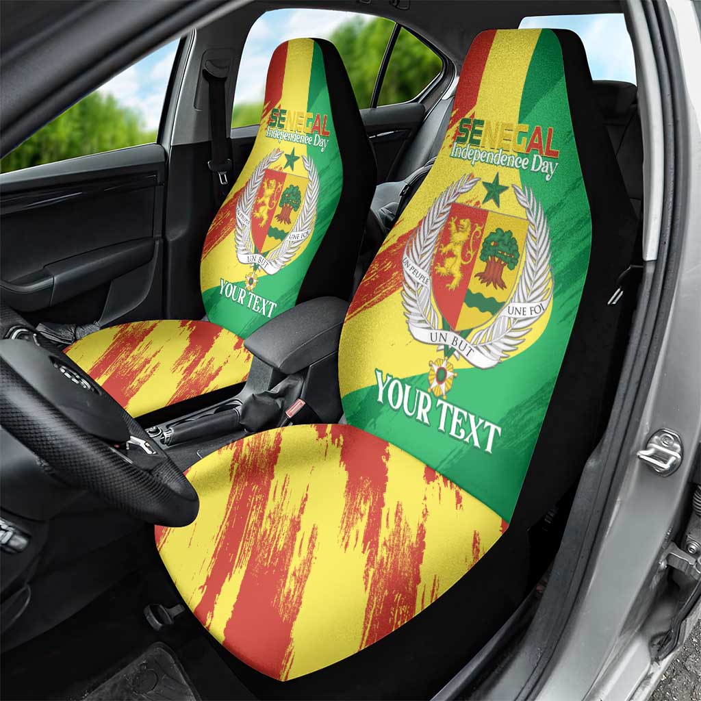 Afro Senegal Independence Day Car Seat Cover Coat Of Arms Grunge Style