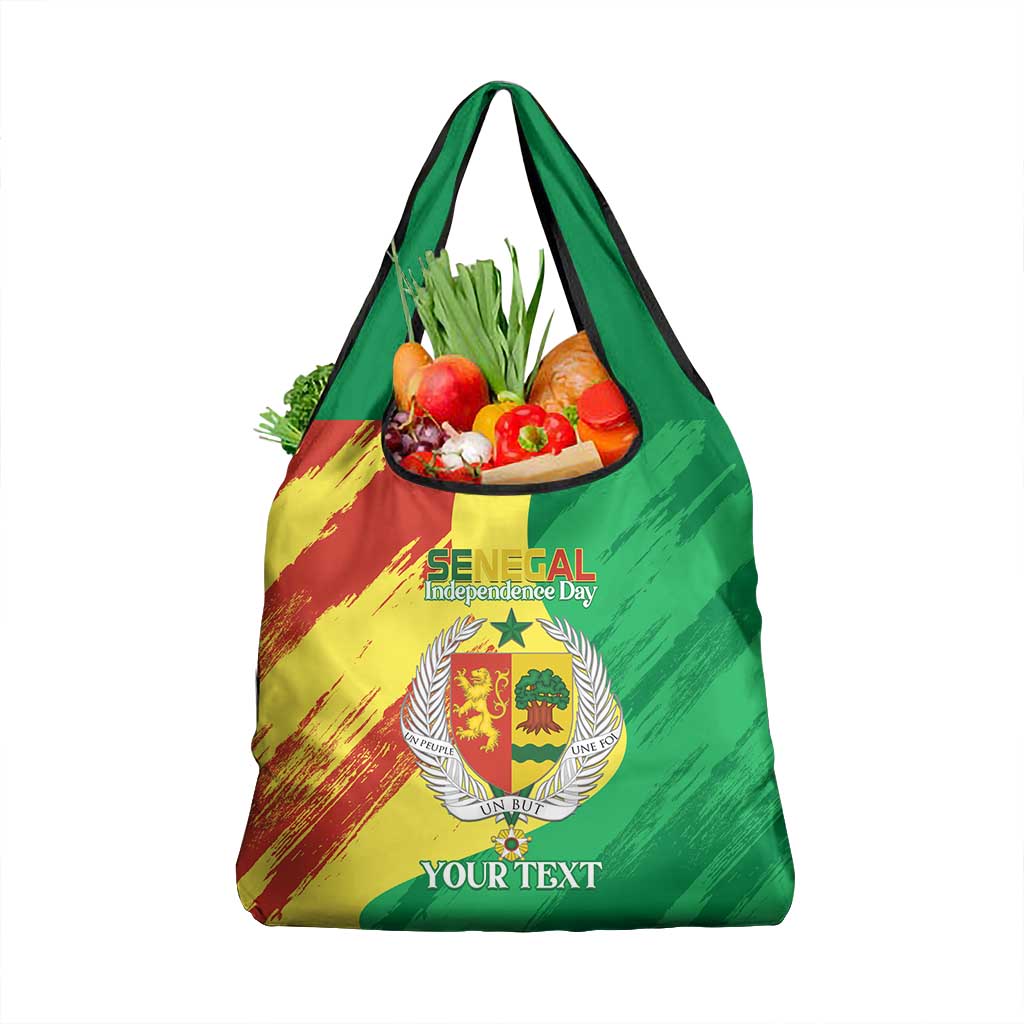 Afro Senegal Independence Day Grocery Bag Coat Of Arms Grunge Style