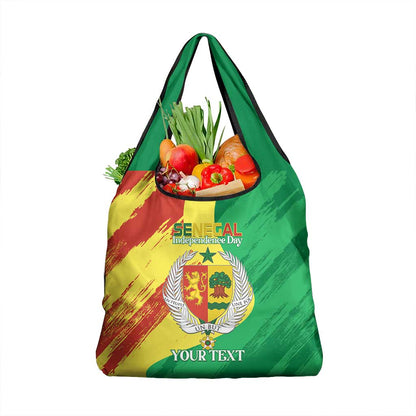 Afro Senegal Independence Day Grocery Bag Coat Of Arms Grunge Style