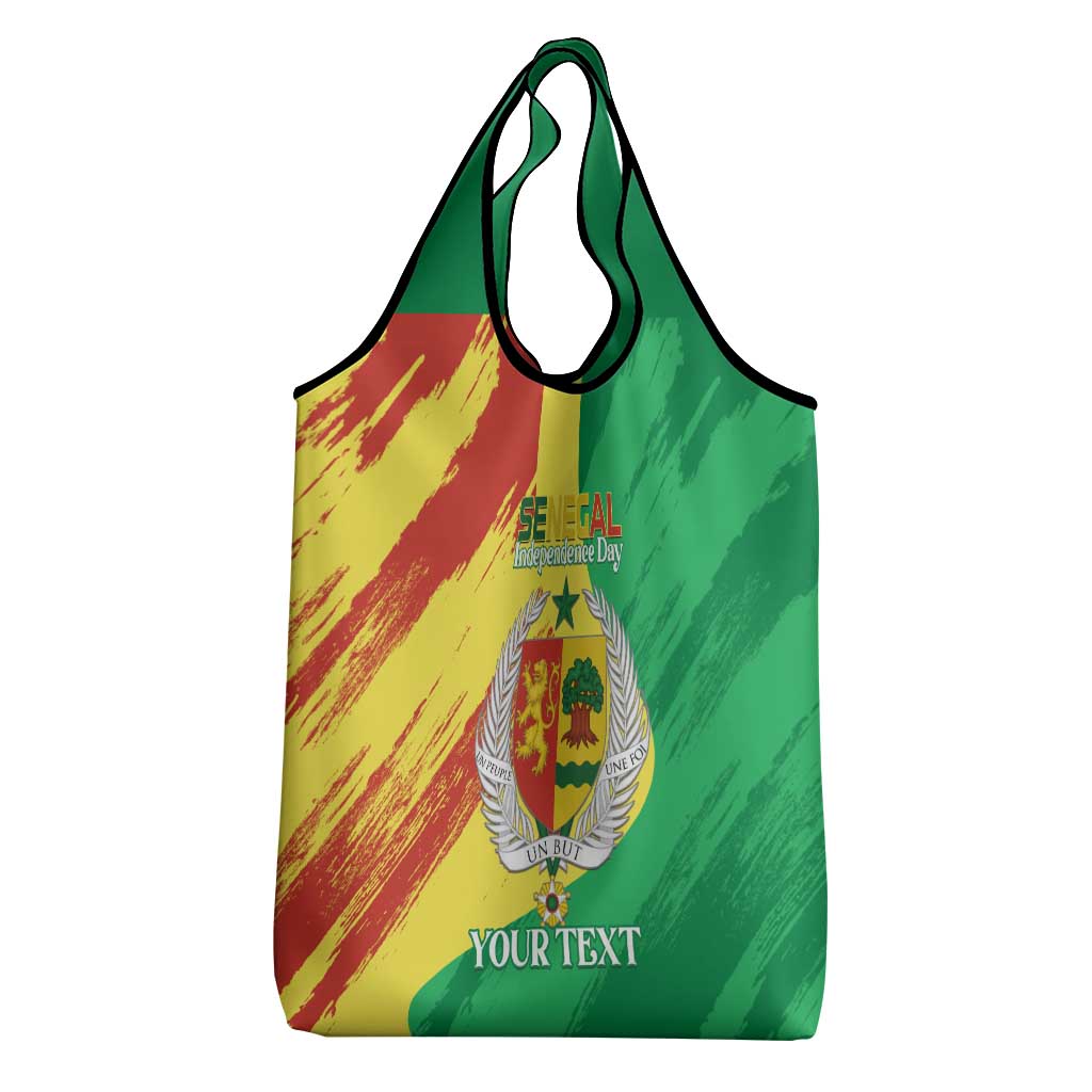 Afro Senegal Independence Day Grocery Bag Coat Of Arms Grunge Style
