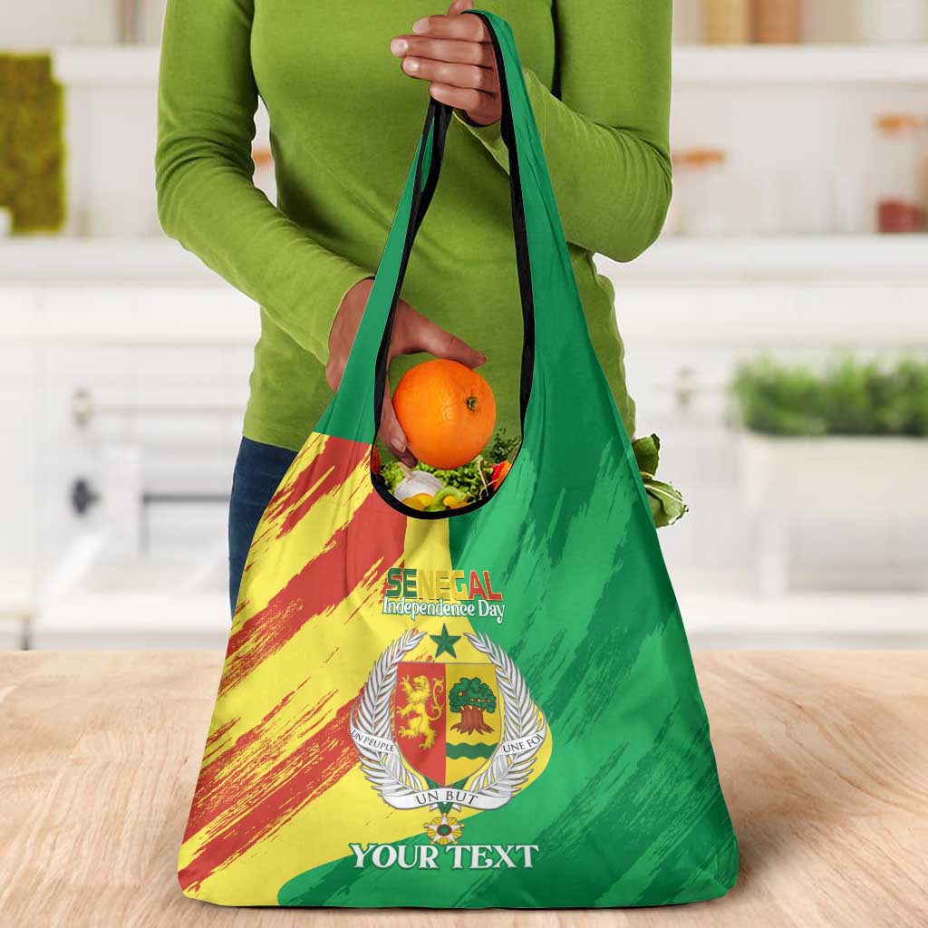 Afro Senegal Independence Day Grocery Bag Coat Of Arms Grunge Style