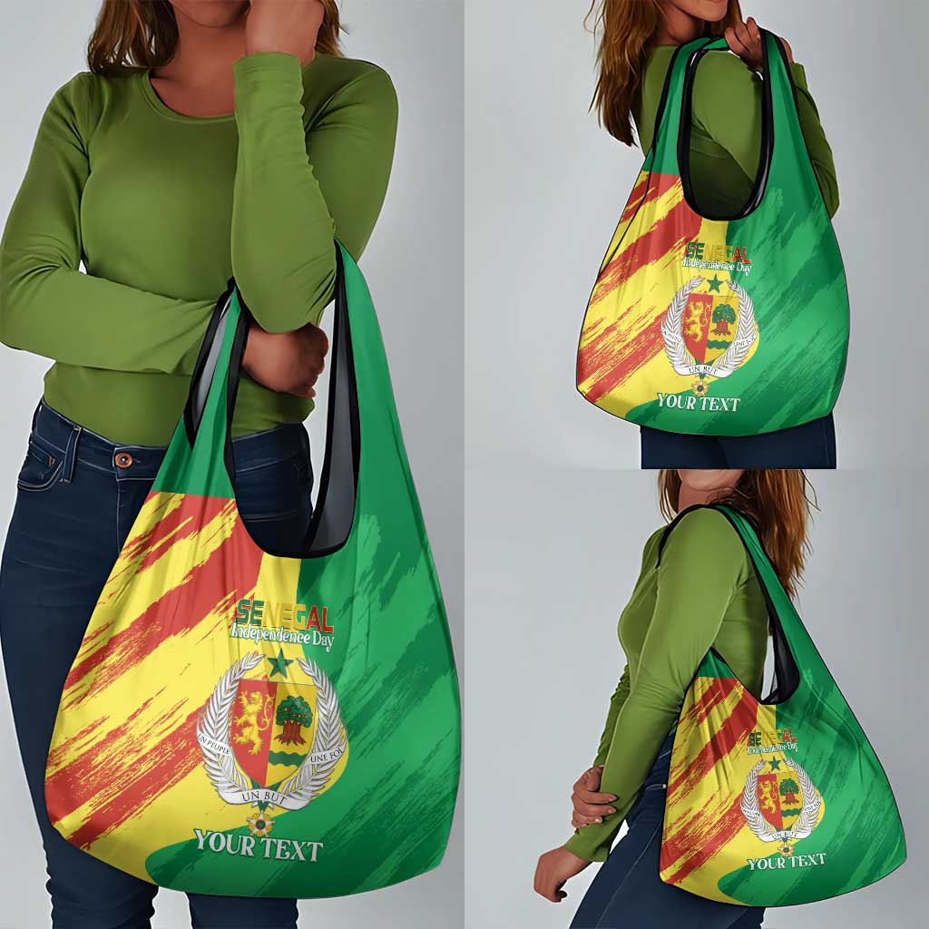 Afro Senegal Independence Day Grocery Bag Coat Of Arms Grunge Style