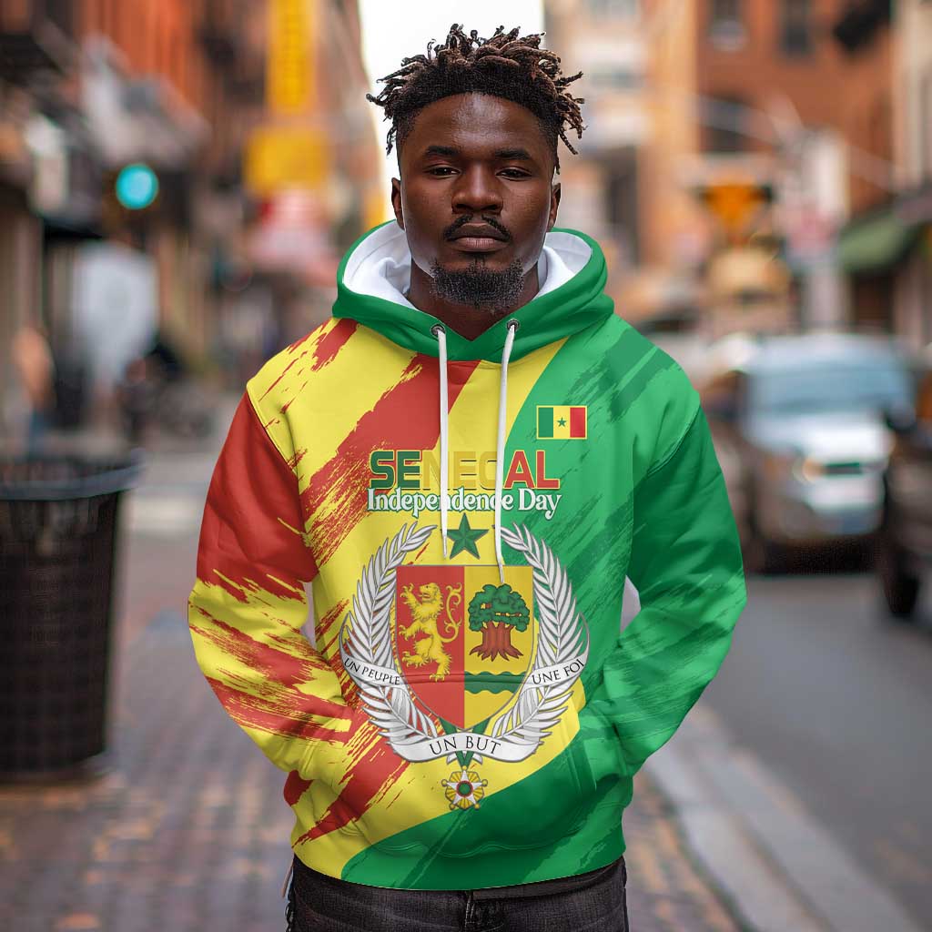 Afro Senegal Independence Day Hoodie Coat Of Arms Grunge Style