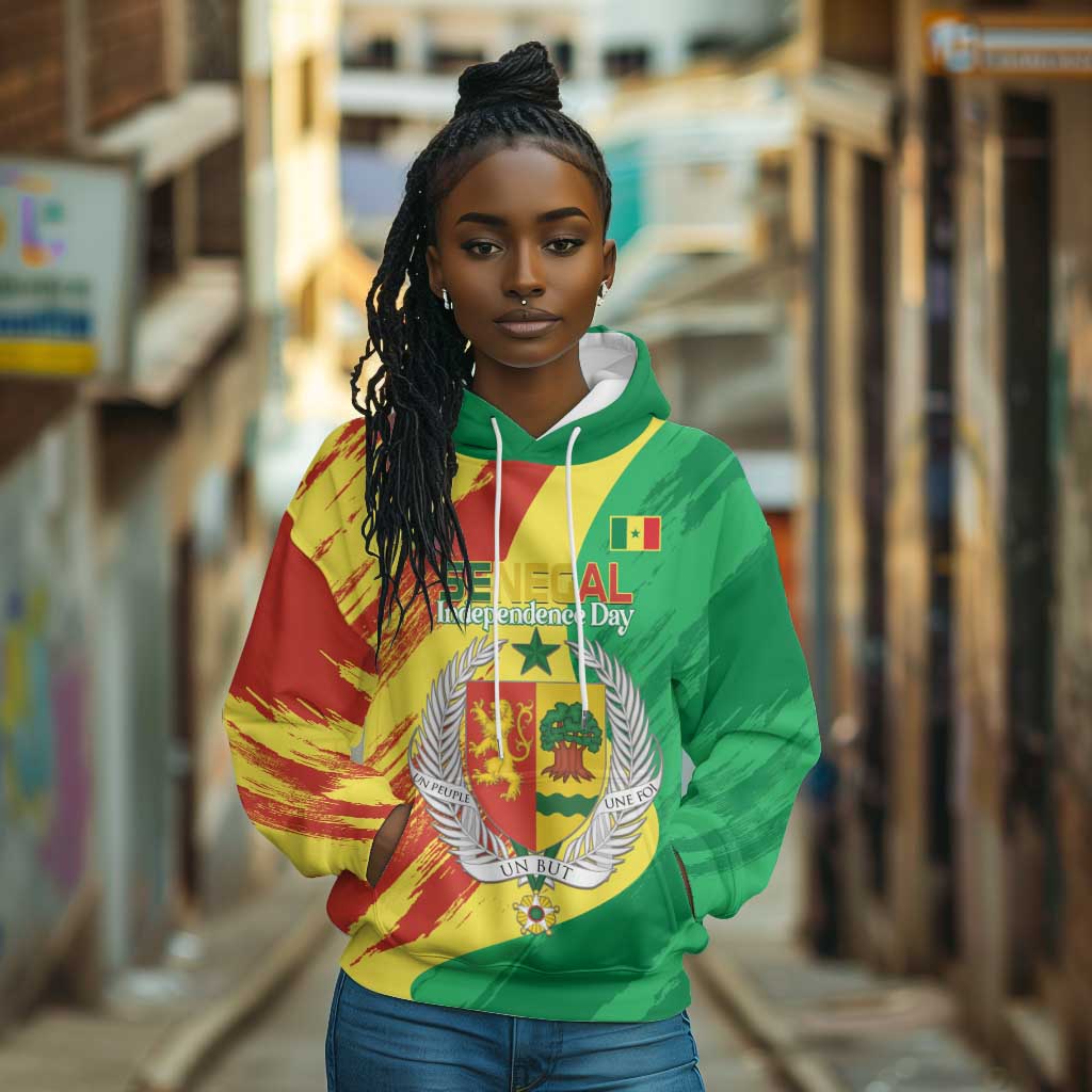 Afro Senegal Independence Day Hoodie Coat Of Arms Grunge Style