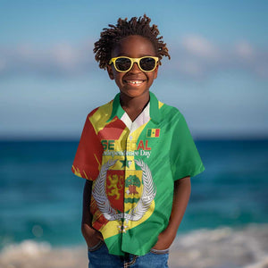 Afro Senegal Independence Day Kid Hawaiian Shirt Coat Of Arms Grunge Style