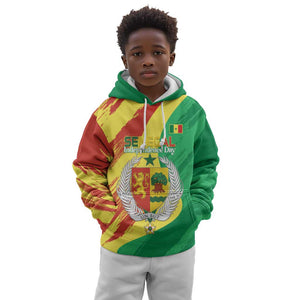Afro Senegal Independence Day Kid Hoodie Coat Of Arms Grunge Style