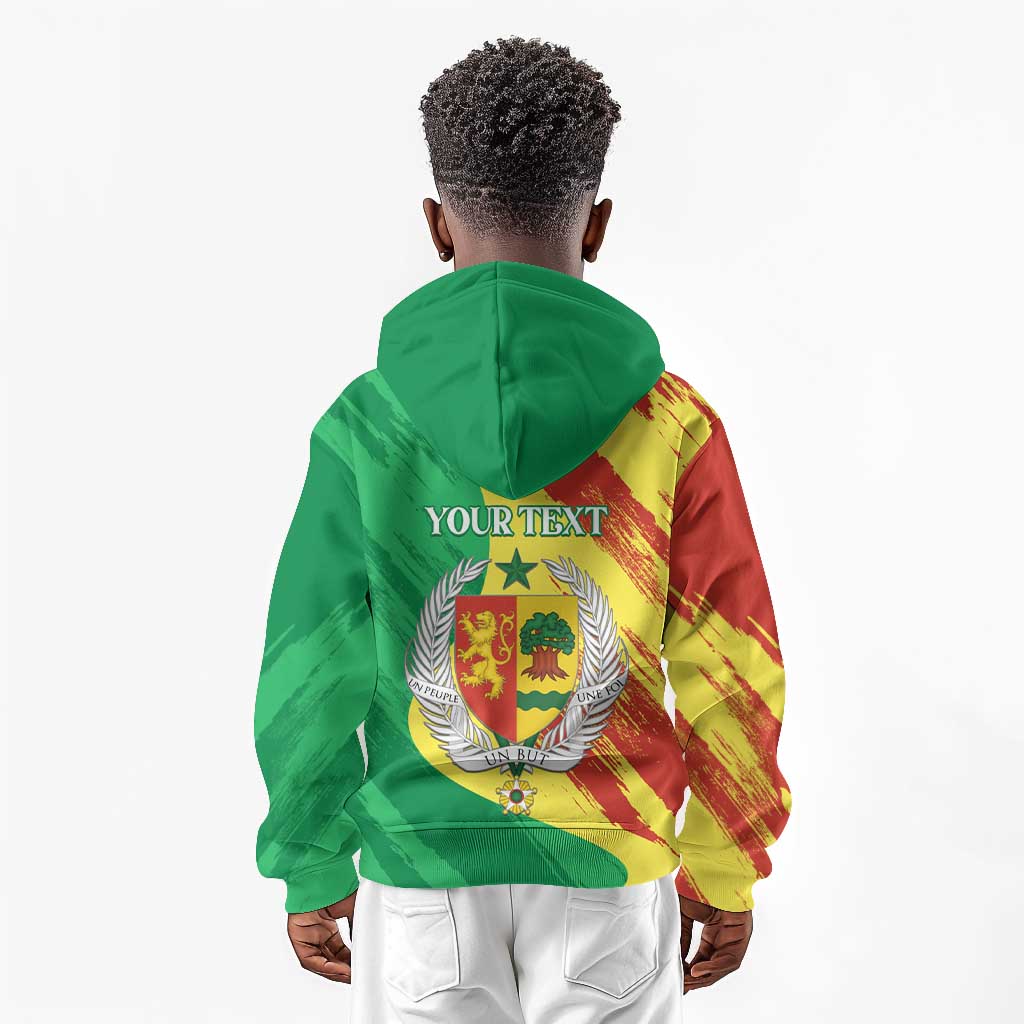Afro Senegal Independence Day Kid Hoodie Coat Of Arms Grunge Style