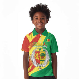 Afro Senegal Independence Day Kid Polo Shirt Coat Of Arms Grunge Style